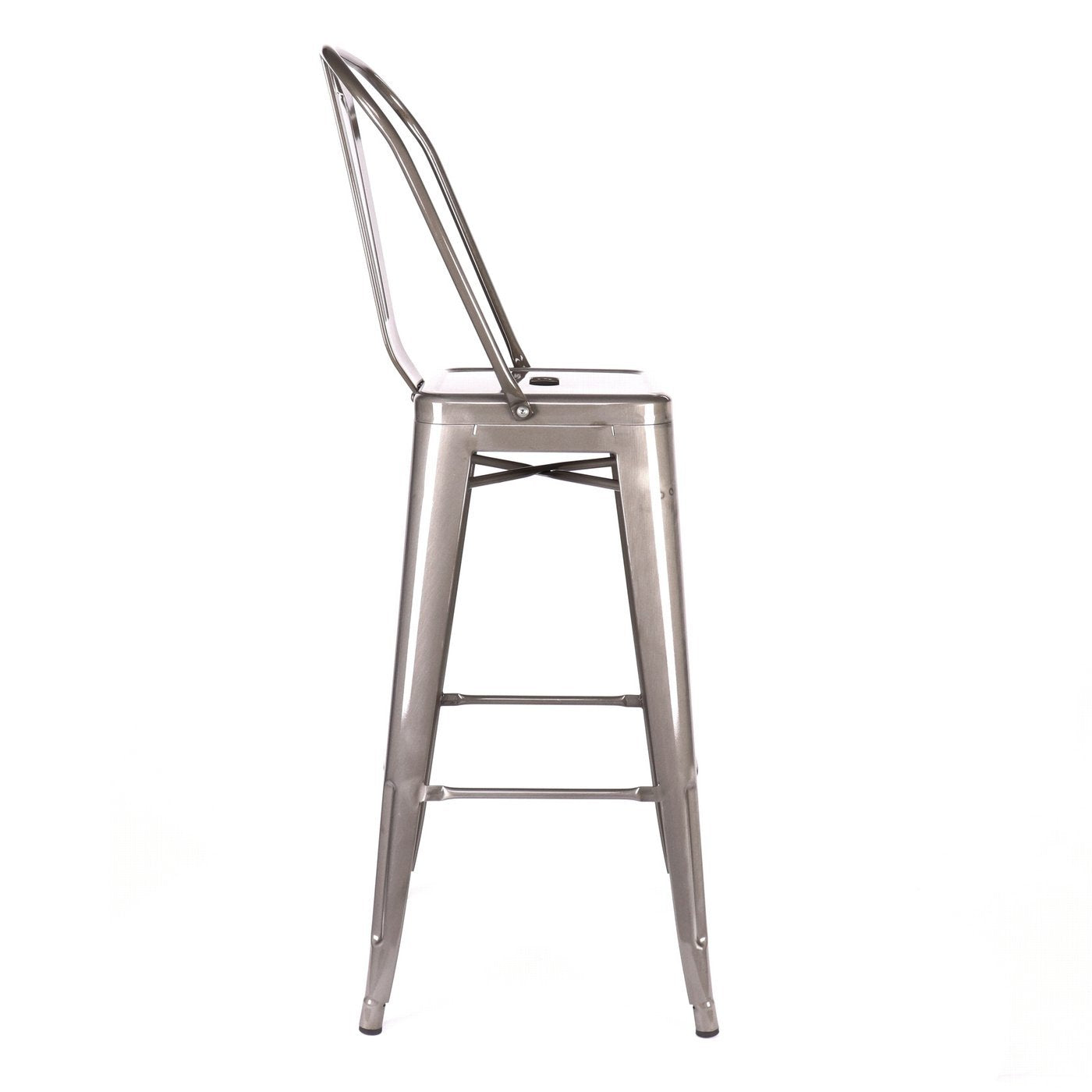 Tolix Style Steel High Back Barstool 30 Inch