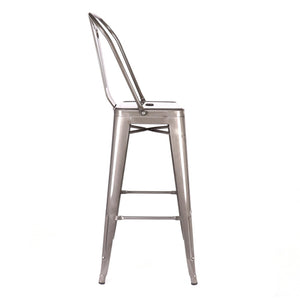 Tolix Style Steel High Back Barstool 30 Inch