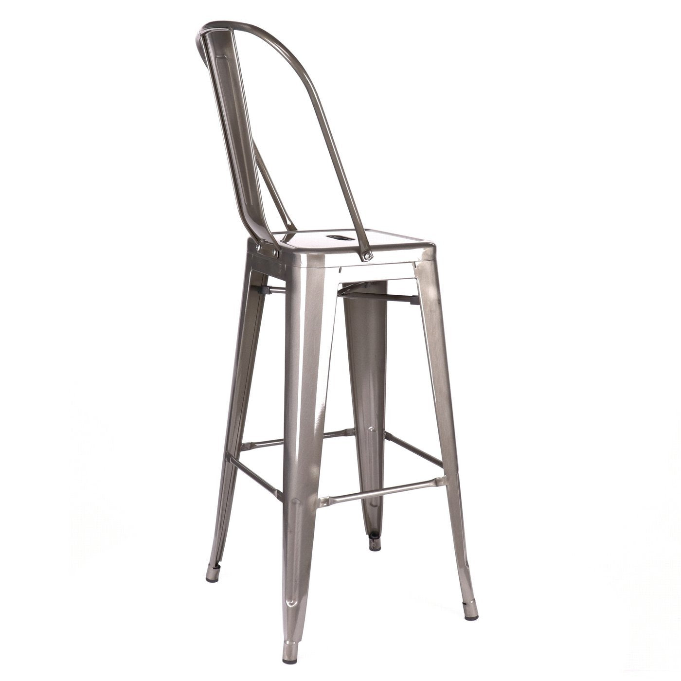 Tolix Style Steel High Back Barstool 30 Inch