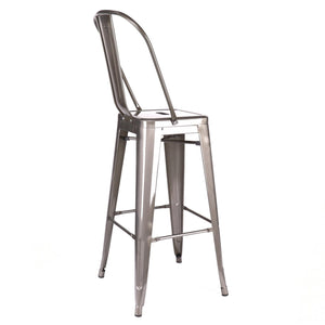 Tolix Style Steel High Back Barstool 30 Inch