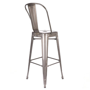 Tolix Style Steel High Back Barstool 30 Inch