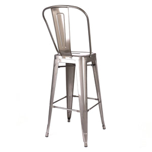 Tolix Style Steel High Back Barstool 30 Inch
