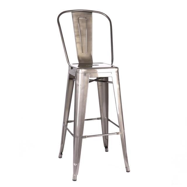 Tolix Style Steel High Back Barstool 30 Inch