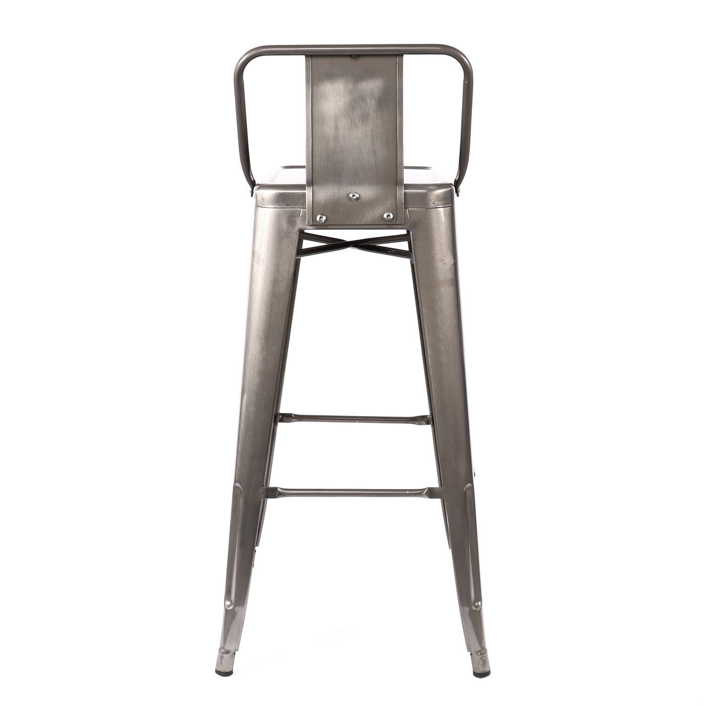 Tolix Style Steel Low Back Barstool 30 Inch