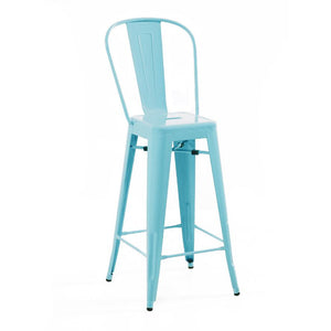 Tolix Style Steel High Back Barstool 30 Inch