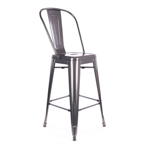 Tolix Style Matte Black High Back Steel Counter Stool 26 Inch