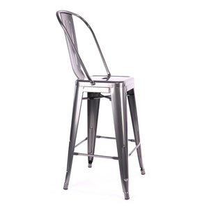 Tolix Style Matte Black High Back Steel Counter Stool 26 Inch