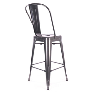 Tolix Style Matte Black High Back Steel Counter Stool 26 Inch