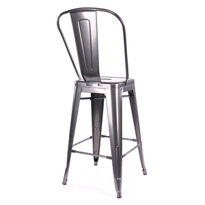 Tolix Style Matte Black High Back Steel Counter Stool 26 Inch