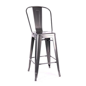 Tolix Style Matte Black High Back Steel Counter Stool 26 Inch