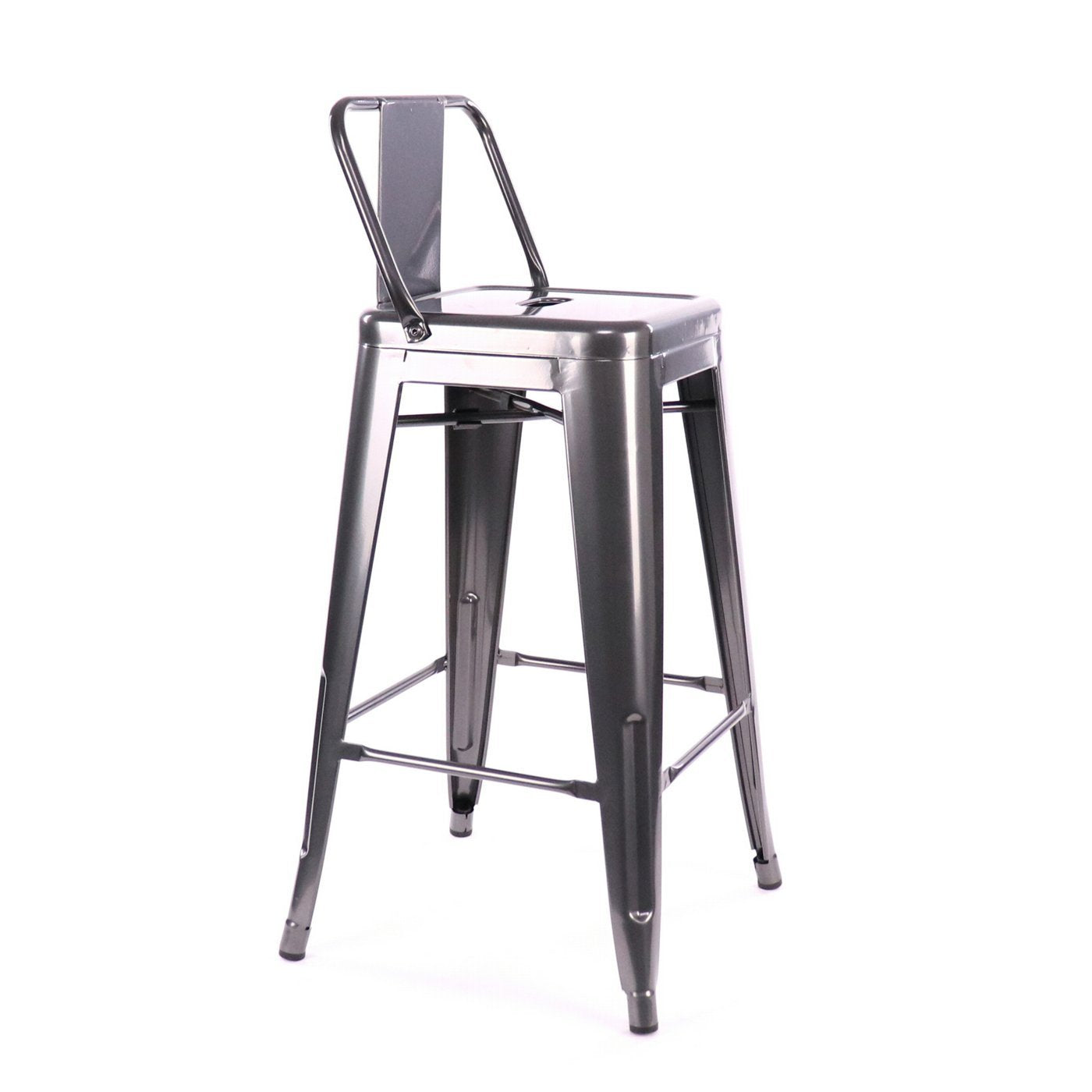 Tolix Style Low Back Steel Counter Stool 26 Inch
