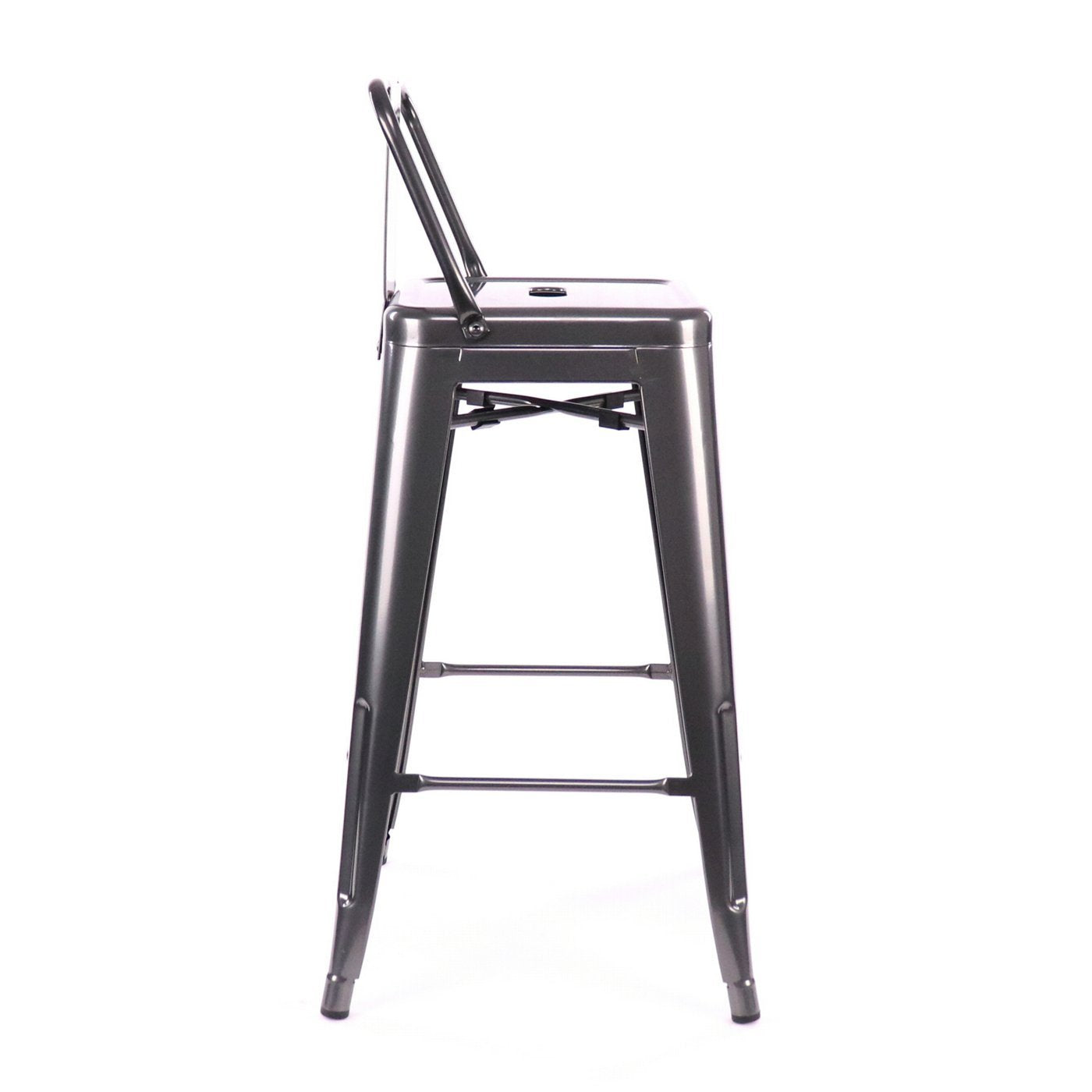 Tolix Style Low Back Steel Counter Stool 26 Inch