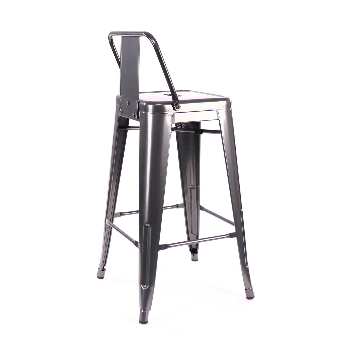 Tolix Style Low Back Steel Counter Stool 26 Inch