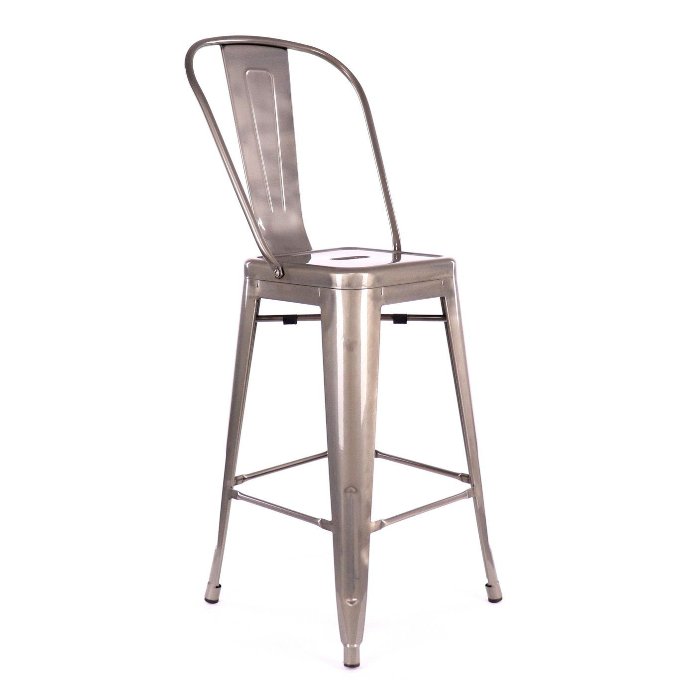 Tolix Style Matte Black High Back Steel Counter Stool 26 Inch