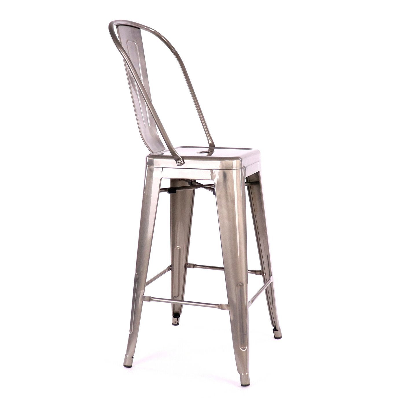 Tolix Style Matte Black High Back Steel Counter Stool 26 Inch