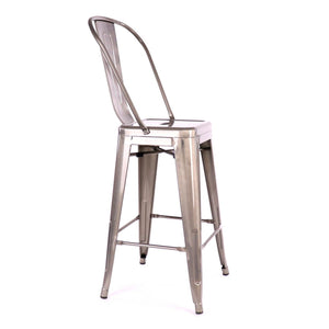 Tolix Style Matte Black High Back Steel Counter Stool 26 Inch