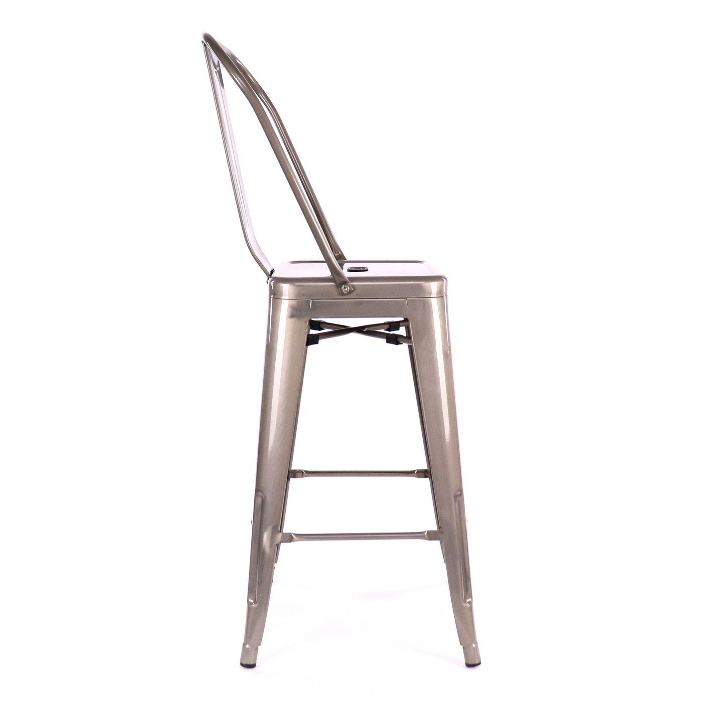 Tolix Style Matte Black High Back Steel Counter Stool 26 Inch