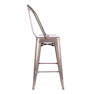 Tolix Style Matte Black High Back Steel Counter Stool 26 Inch