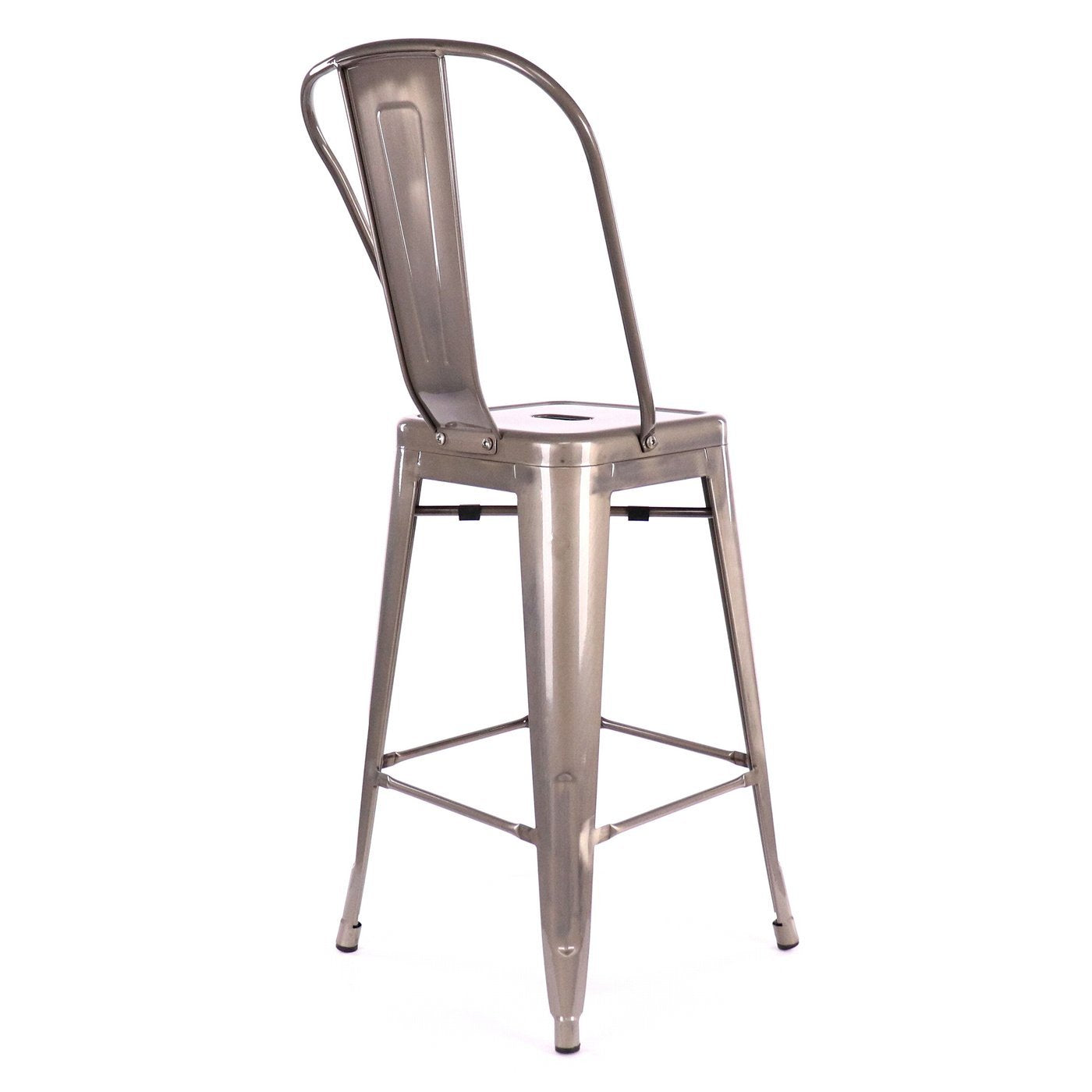 Tolix Style Matte Black High Back Steel Counter Stool 26 Inch