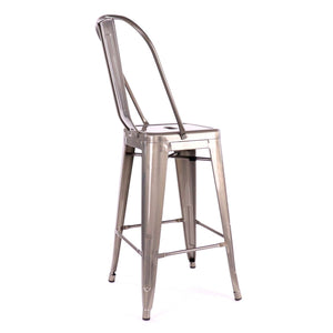 Tolix Style Matte Black High Back Steel Counter Stool 26 Inch