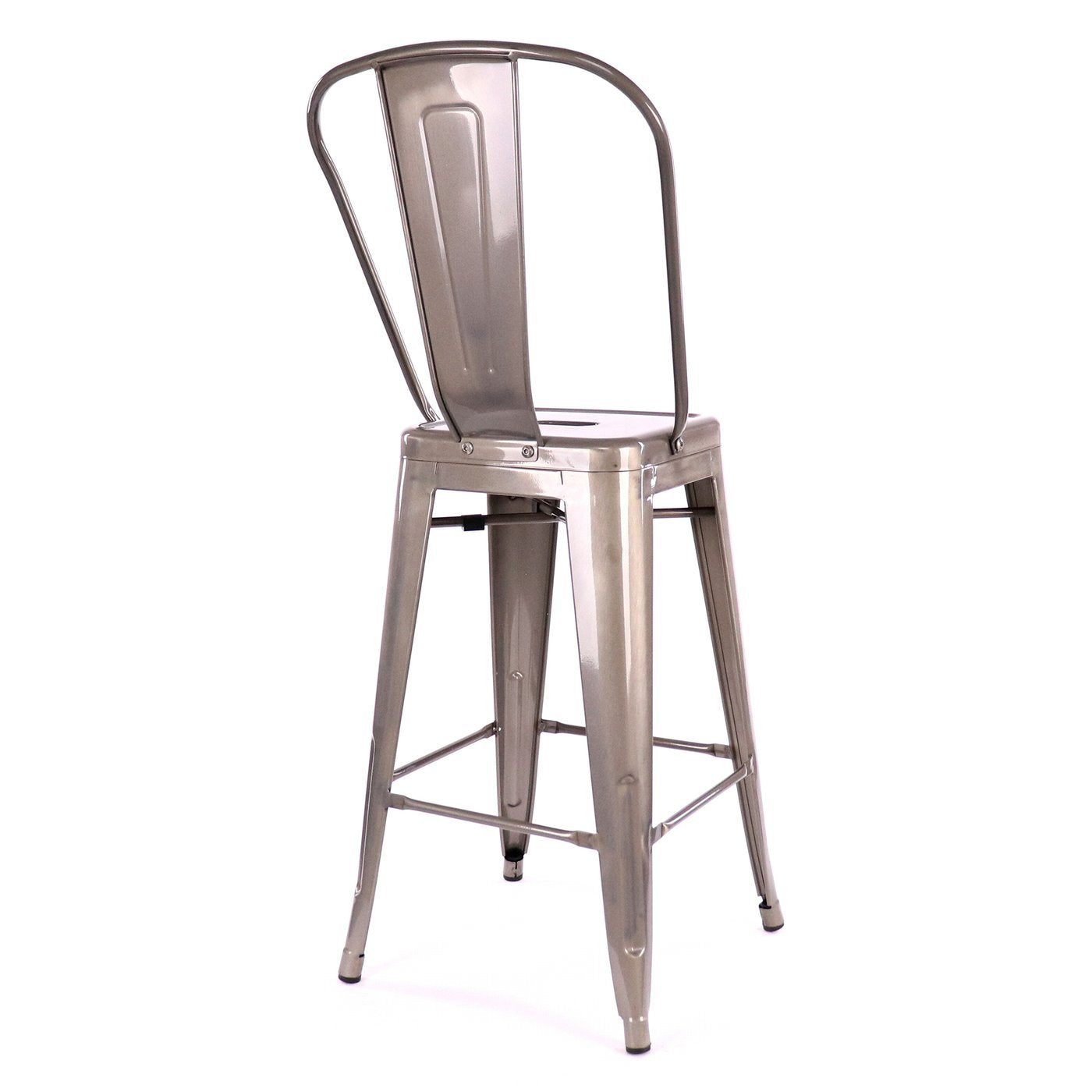 Tolix Style Matte Black High Back Steel Counter Stool 26 Inch
