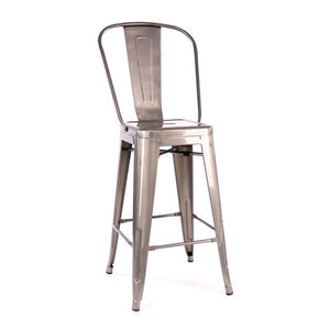 Tolix Style Matte Black High Back Steel Counter Stool 26 Inch