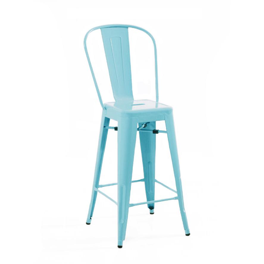 Tolix Style Matte Black High Back Steel Counter Stool 26 Inch