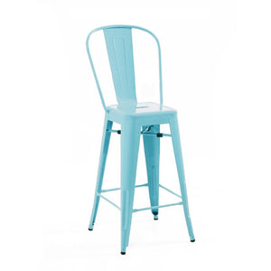 Tolix Style Matte Black High Back Steel Counter Stool 26 Inch