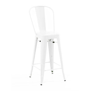 Tolix Style Steel High Back Barstool 30 Inch
