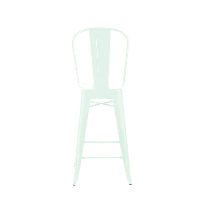Tolix Style Matte Black High Back Steel Counter Stool 26 Inch