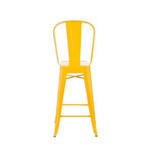 Tolix Style Matte Black High Back Steel Counter Stool 26 Inch