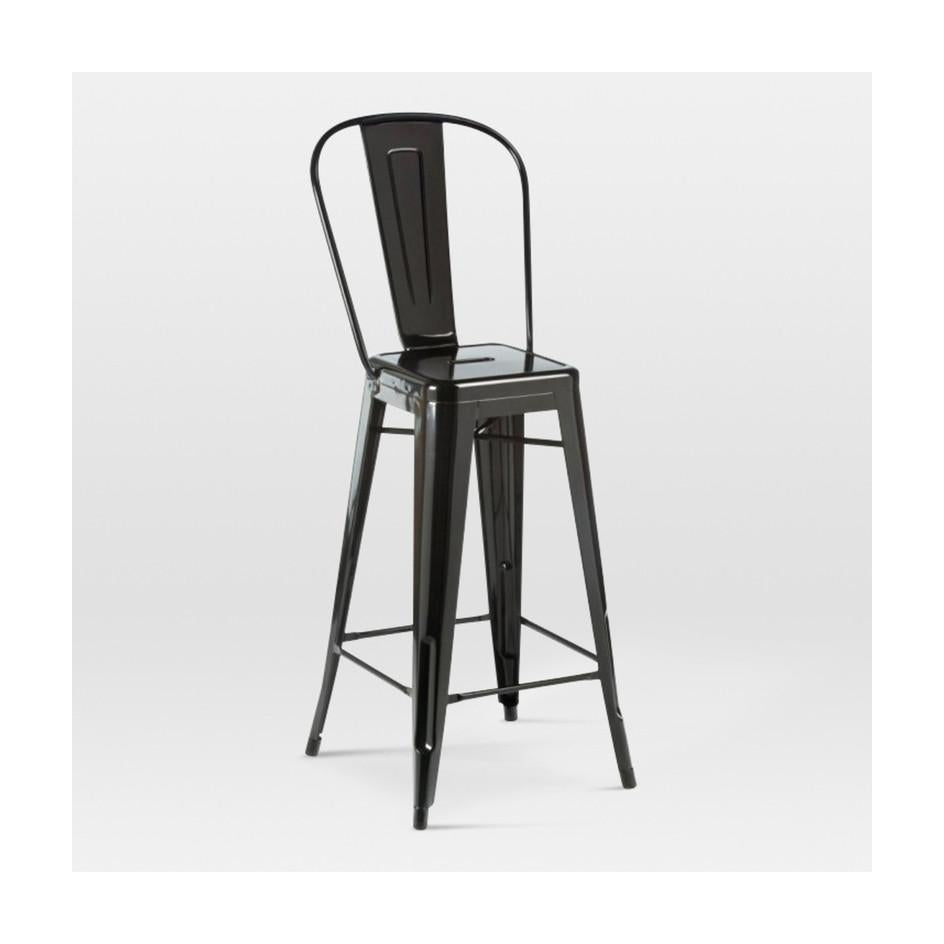 Tolix Style Steel High Back Barstool 30 Inch