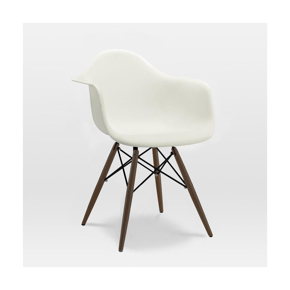 Trige Almond Mid-Century Arm Chair Walnut Base (Set of 5)
