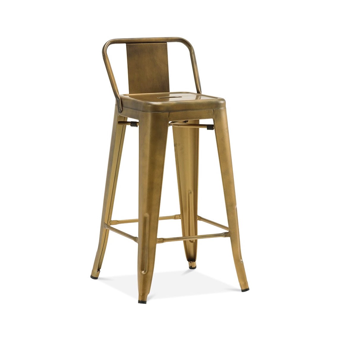 Tolix Style Low Back Steel Counter Stool 26 Inch