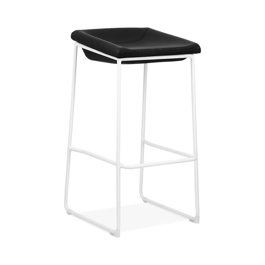 Modello White Barstool Black Vinyl Seat