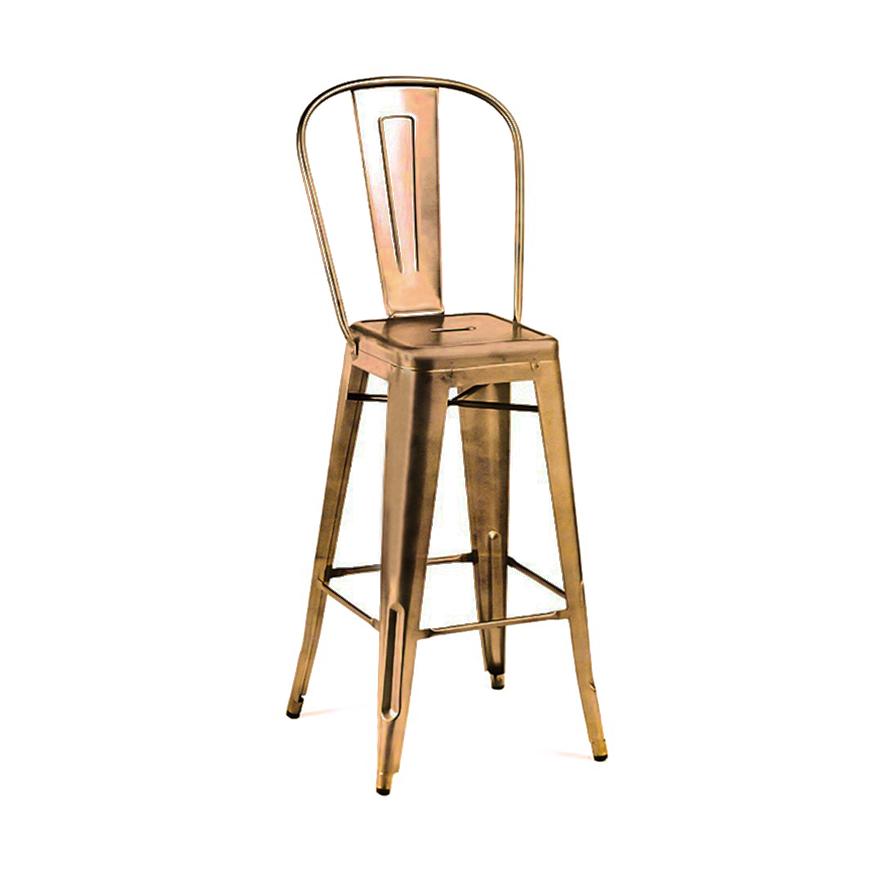 Tolix Style Steel High Back Barstool 30 Inch