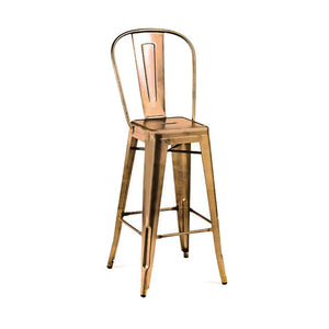 Tolix Style Steel High Back Barstool 30 Inch