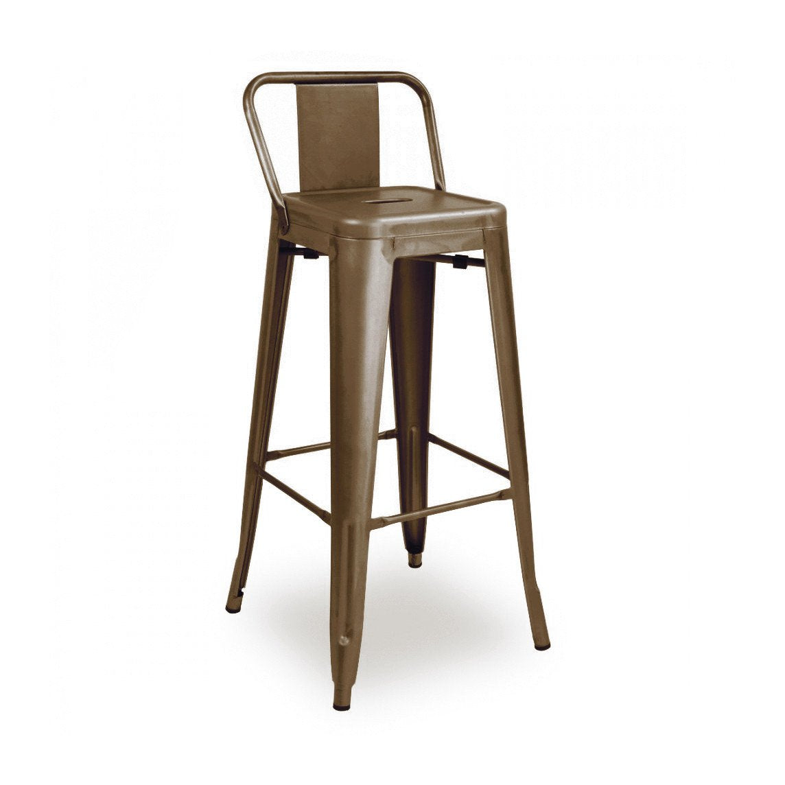 Tolix Style Steel Low Back Barstool 30 Inch
