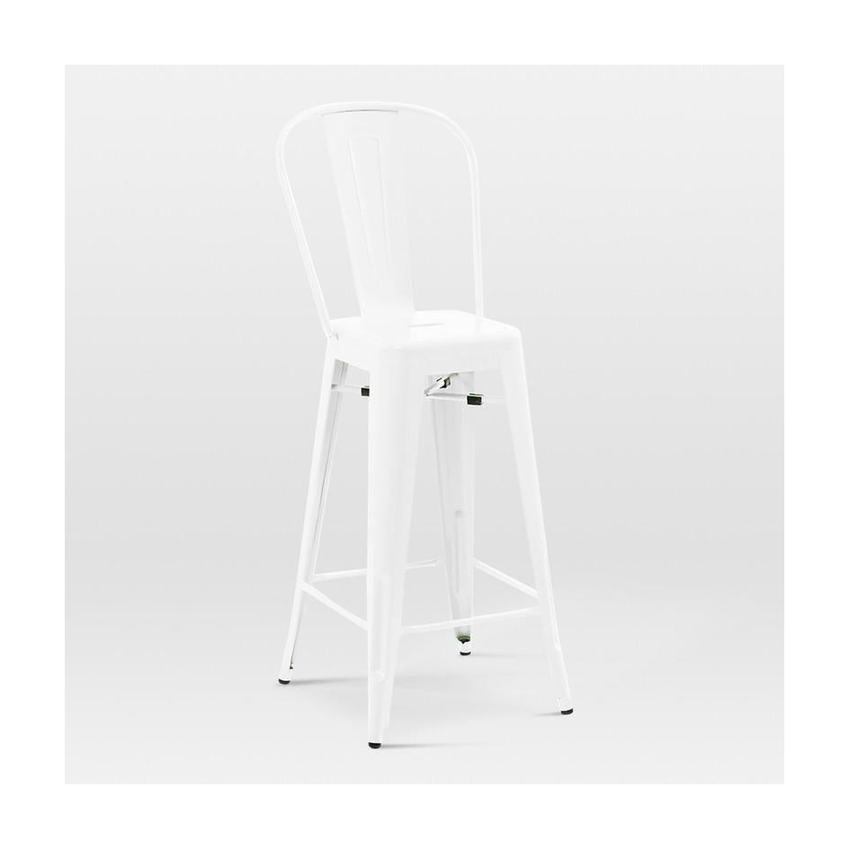 Tolix Style Steel High Back Barstool 30 Inch
