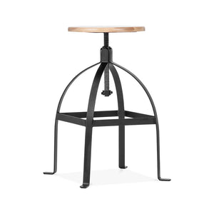 Turner Adjustable Steel Barstool Ash Wood Seat 25 - 30 Inch