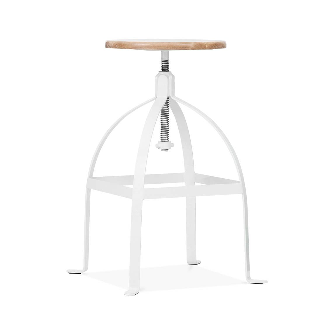 Turner Adjustable Steel Barstool Ash Wood Seat 25 - 30 Inch