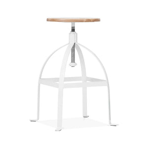 Turner Adjustable Steel Barstool Ash Wood Seat 25 - 30 Inch