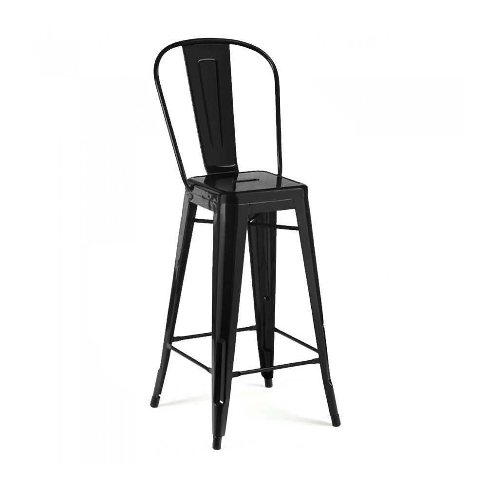 Tolix Style Steel High Back Barstool 30 Inch