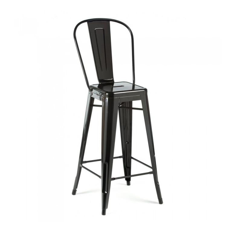 Tolix Style Steel High Back Barstool 30 Inch