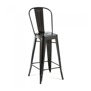 Tolix Style Steel High Back Barstool 30 Inch
